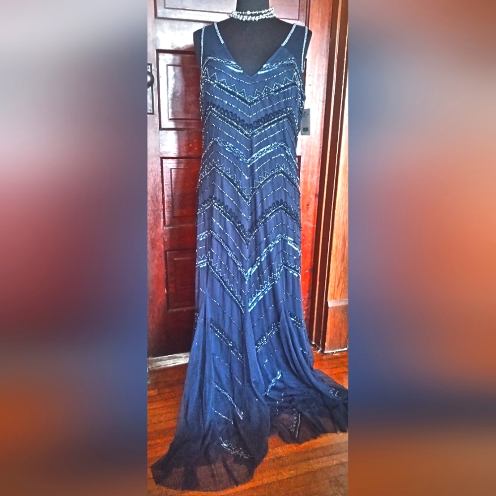 Mother of Bride Beaded Navy Blue
